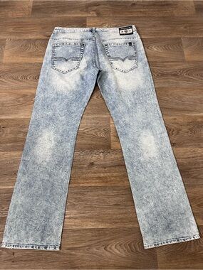 Buffalo David Bitton Light Acid Wash Men’s Straight Jeans - Light Blue/A396